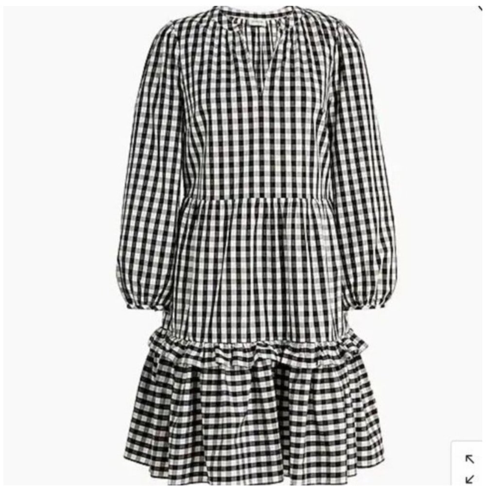 Jcrew Factory Cotton poplin tiered ruffle mini dress pockets BA815, PS